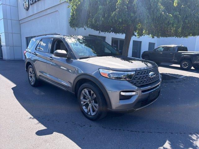 2021 Ford Explorer XLT 4WD in Gray Metallic — front three-quarter view