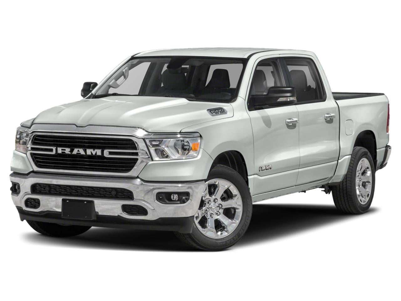 2019 RAM 1500 Big Horn/Lone Star 4x4 Crew Cab 5'7" Box in Bright White Clearcoat — front three-quarter view