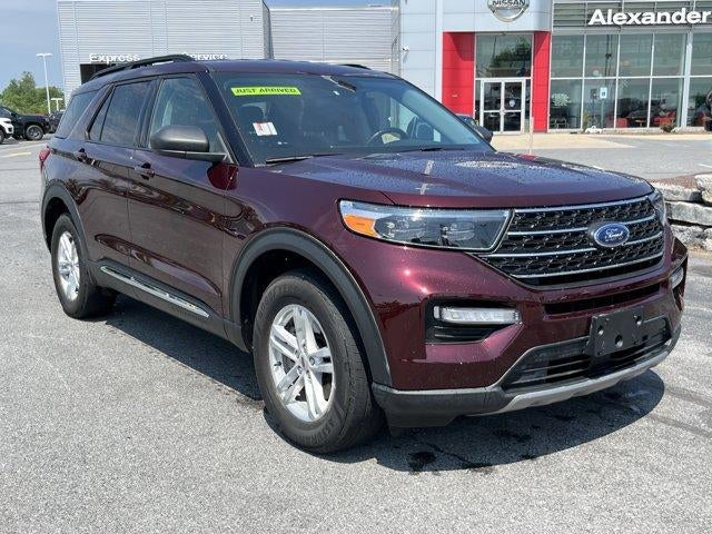 2022 Ford Explorer XLT 4WD in Burgundy Velvet Tinted Clearcoat — front three-quarter view