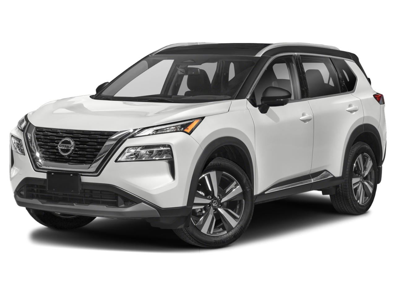 2023 Nissan Rogue AWD SL in Pearl White Tricoat/Super Black — front three-quarter view