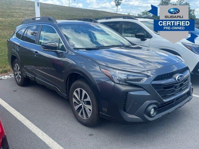 2025 Subaru Outback Premium AWD in Magnetite Gray Metallic — front three-quarter view