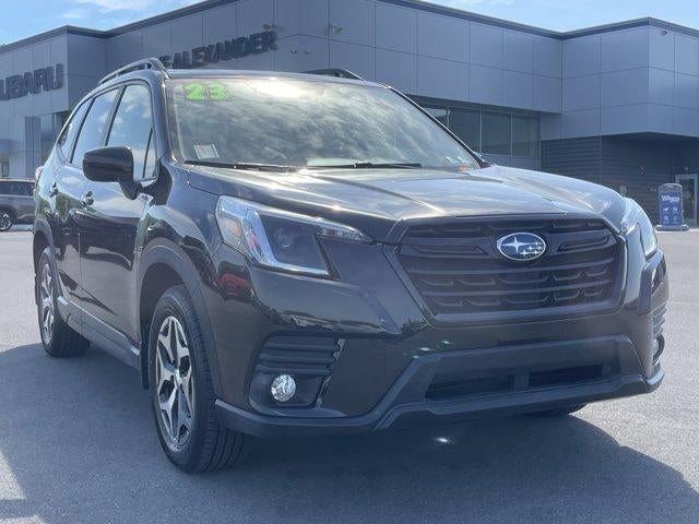 2023 Subaru Forester Premium CVT in Crystal Black Silica — front three-quarter view
