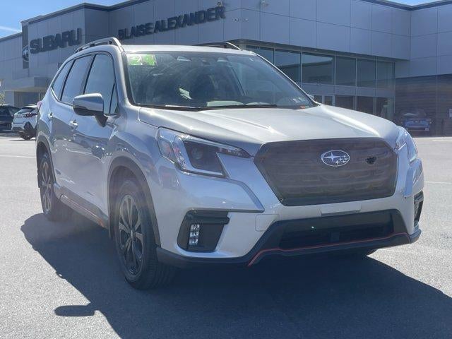 2024 Subaru Forester Sport AWD in Ice Silver Metallic — front three-quarter view